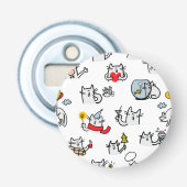 Grappige katten, melk en magie. button flesopener (Voorkant)