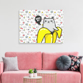Grappige katten, melk en magie. canvas afdruk (Insitu (Woonkamer))