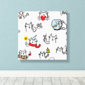 Grappige katten, melk en magie. canvas afdruk (Insitu (Houten vloer))