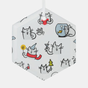 Grappige katten, melk en magie. glas ornament