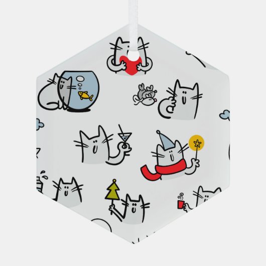 Grappige katten, melk en magie. glas ornament (Achterkant)