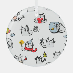 Grappige katten, melk en magie. glas ornament