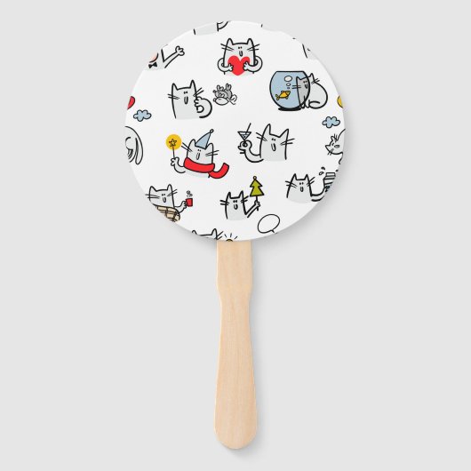 Grappige katten, melk en magie. handwaaier (Voorkant)