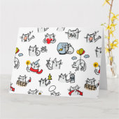 Grappige katten, melk en magie. kaart (Gele Bloem)