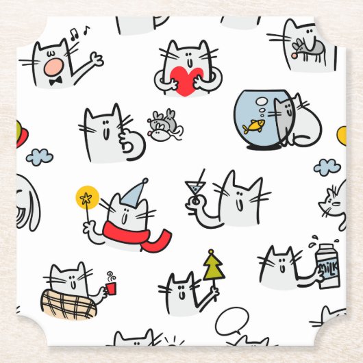 Grappige katten, melk en magie. kartonnen onderzetters (Voorkant)