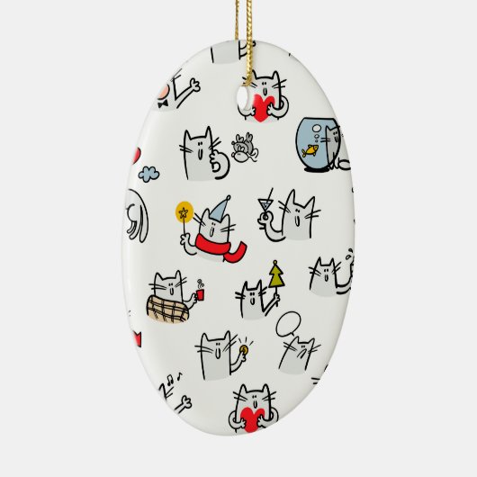 Grappige katten, melk en magie. keramisch ornament (Rechts)