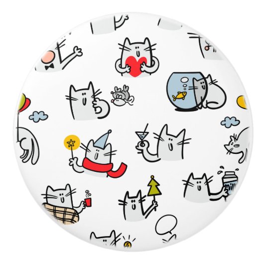 Grappige katten, melk en magie. keramische knop (Voorkant)
