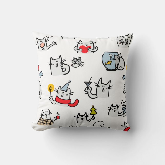 Grappige katten, melk en magie. kussen (Voorkant)