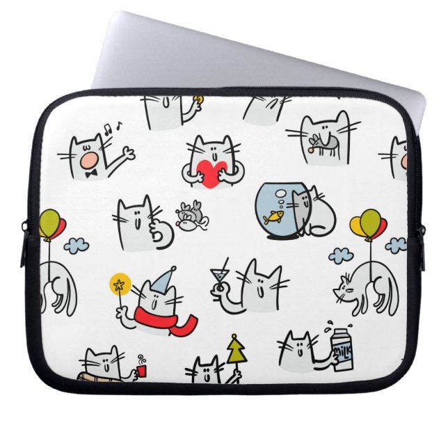 Grappige katten, melk en magie. laptop sleeve (Voorkant)