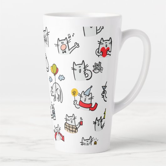 Grappige katten, melk en magie. latte mok (Rechts)