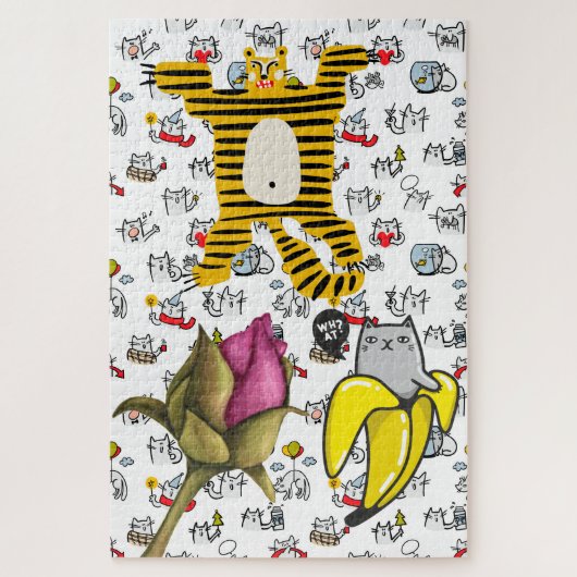 Grappige katten, melk en magie. legpuzzel (Verticaal)