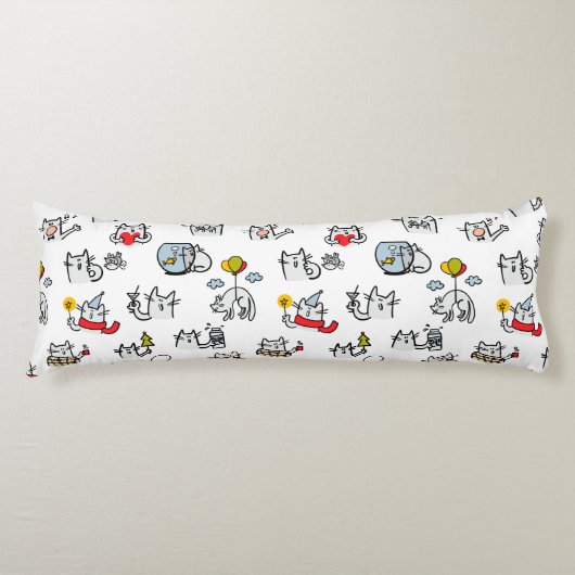 Grappige katten, melk en magie. lichaamskussen (Voorkant)
