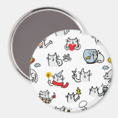 Grappige katten, melk en magie. magneet (Voorkant / Achterkant)