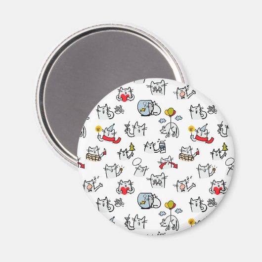 Grappige katten, melk en magie. magneet (Voorkant / Achterkant)