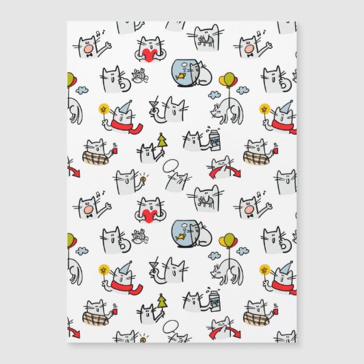 Grappige katten, melk en magie. magnetische uitnodiging (Voorkant)