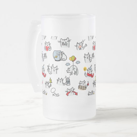 Grappige katten, melk en magie. matglas bierpul (Voorkant links)
