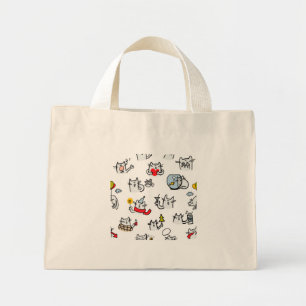 Grappige katten, melk en magie. mini tote bag
