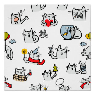 Grappige katten, melk en magie. perfect poster
