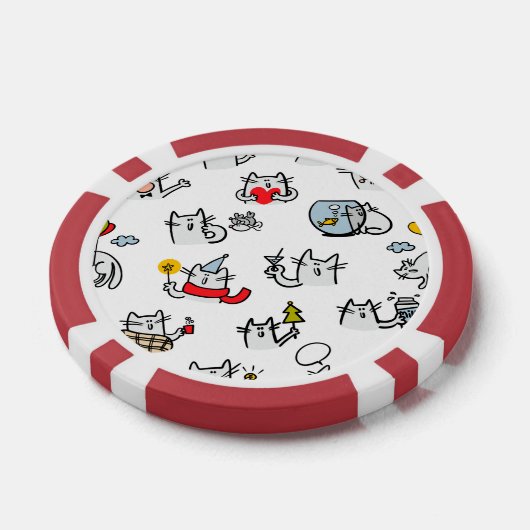 Grappige katten, melk en magie. poker chips (Enkel)