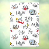 Grappige katten, melk en magie. raamsticker (Vel 3)