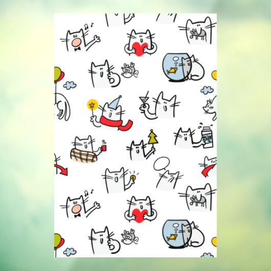 Grappige katten, melk en magie. raamsticker (Vel 3)