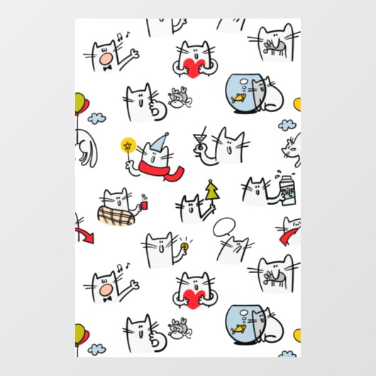 Grappige katten, melk en magie. raamsticker (Vel)