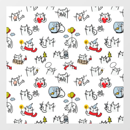Grappige katten, melk en magie. raamsticker (Vel)