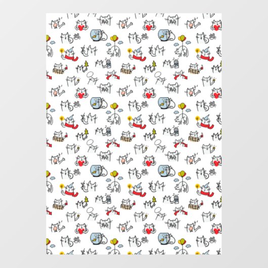 Grappige katten, melk en magie. raamsticker (Vel)