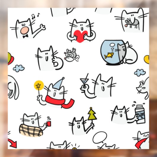 Grappige katten, melk en magie. raamsticker (Vel 2)