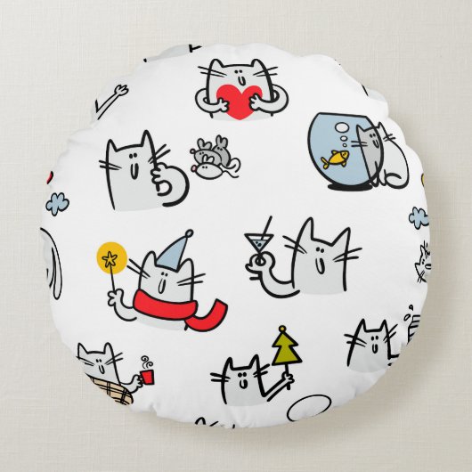 Grappige katten, melk en magie rond kussen (Voorkant)