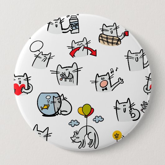 Grappige katten, melk en magie. ronde button 4,0 cm (Voorkant)