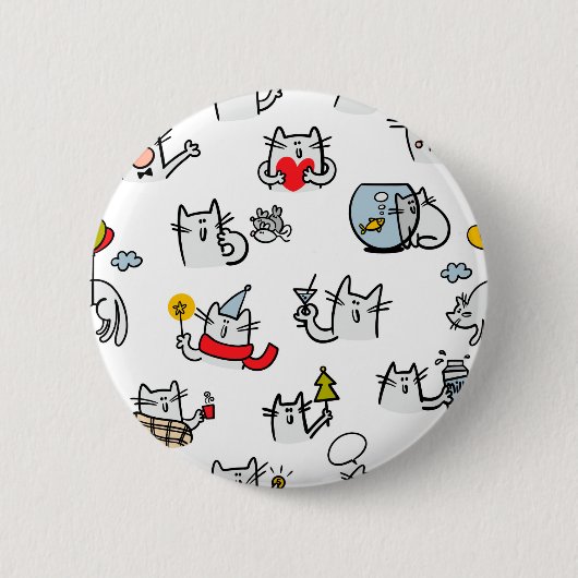 Grappige katten, melk en magie. ronde button 5,7 cm (Voorkant)
