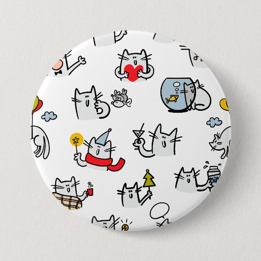 Grappige katten, melk en magie. ronde button 7,6 cm (Voorkant)
