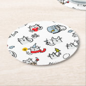 Grappige katten, melk en magie. ronde kartonnen onderzetter (Gebogen)