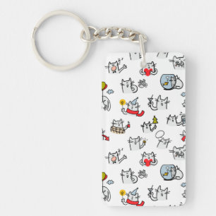 Grappige katten, melk en magie. sleutelhanger