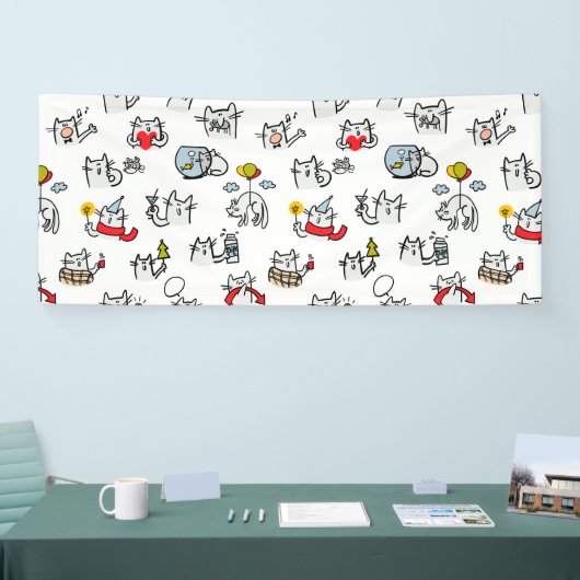 Grappige katten, melk en magie. spandoek (Beurs)