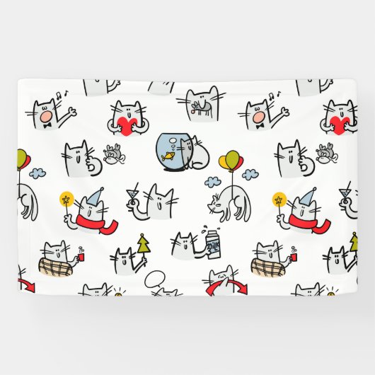 Grappige katten, melk en magie. spandoek (Horizontaal)