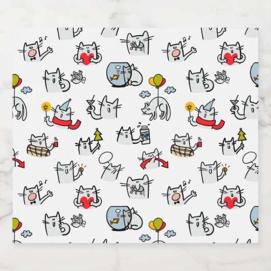 Grappige katten, melk en magie. sparkling wijnetiket (Enkel label)