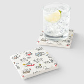 Grappige katten, melk en magie. stenen onderzetter (Zijkant)