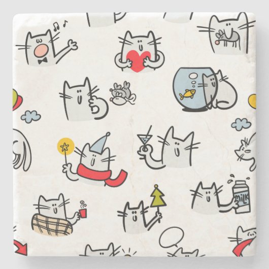 Grappige katten, melk en magie. stenen onderzetter (Voorkant)