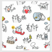 Grappige katten, melk en magie. sticker (Vel)