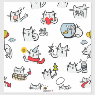 Grappige katten, melk en magie. sticker