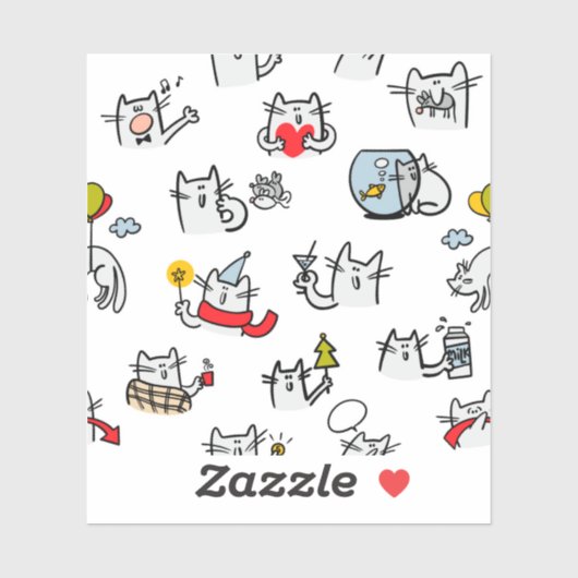 Grappige katten, melk en magie. sticker (Vel)