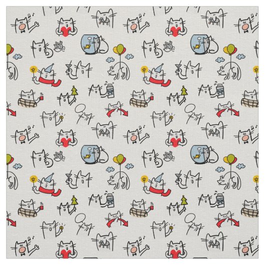 Grappige katten, melk en magie. stof (Swatch)
