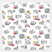 Grappige katten, melk en magie. vierkante sticker (Voorkant)