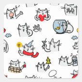 Grappige katten, melk en magie. vierkante sticker (Voorkant)