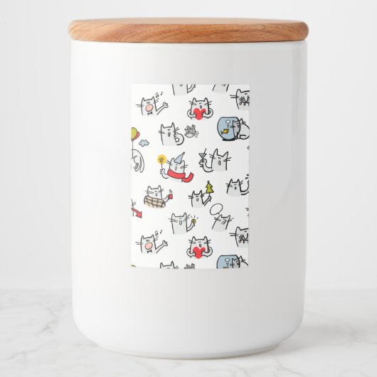 Grappige katten, melk en magie. voedselcontainer etiket (Voorkant)