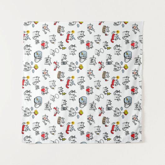 Grappige katten, melk en magie. wandkleed (Voorkant (horizontaal))