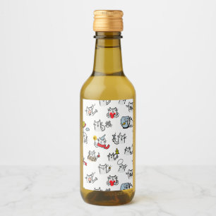 Grappige katten, melk en magie. wijn etiket