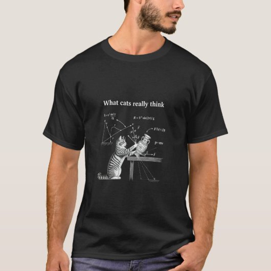 Grappige katten memes, wat katten echt denken t-shirt (Voorkant)